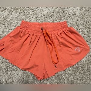 orange flowy skirt shorts